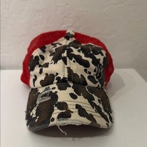 Red and Black Cow Print Kids Cap